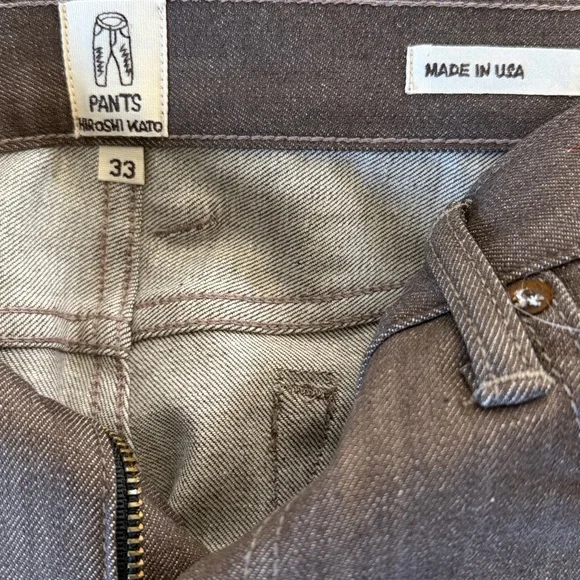 HIROSHI Kato Men’s 33/30 Hammer Straight- Brown Raw 10.5oz Selvedge NWT - Picture 2 of 5